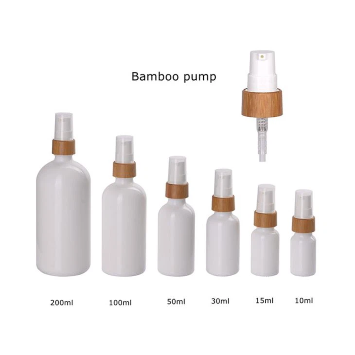Bamboo pump with white bottle