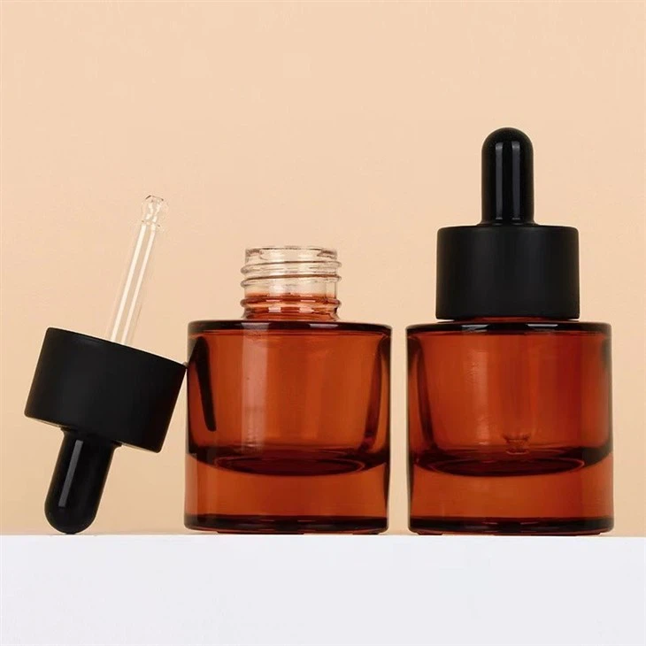Explosive New Products Platform Amber Colour Circular Perfume 30ml Glass Bottle With Low MOQ